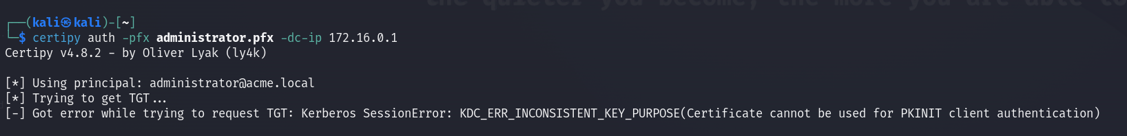 inconsistent key usage error