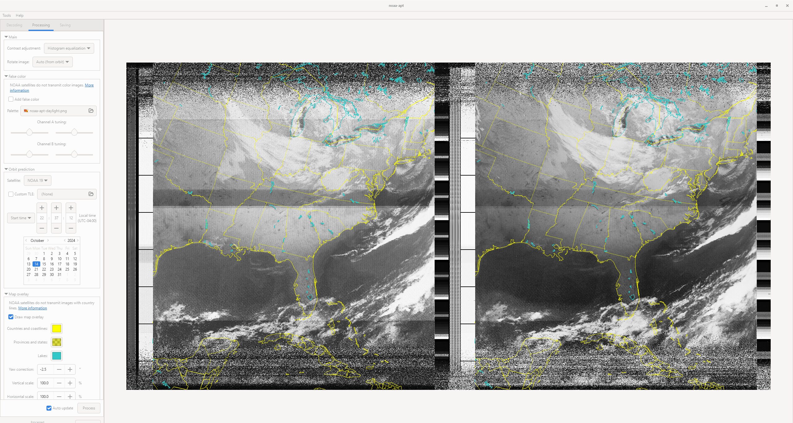 Decoded Satellite Image with Lines